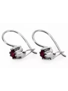 Lira sterlină de argint 925 14k 583 Ruby cercei vec053s Rusesc Sovietic URSS Vintage Craft Art Deco style